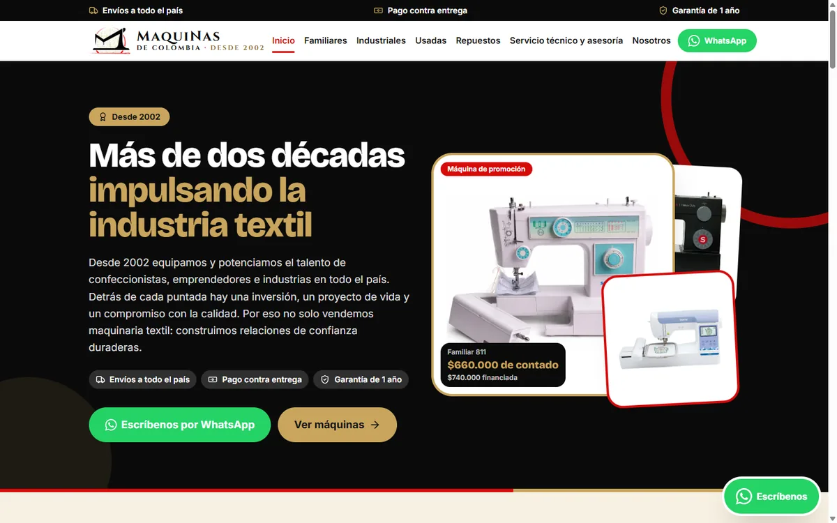 Home page of maquinasdecolombia.com