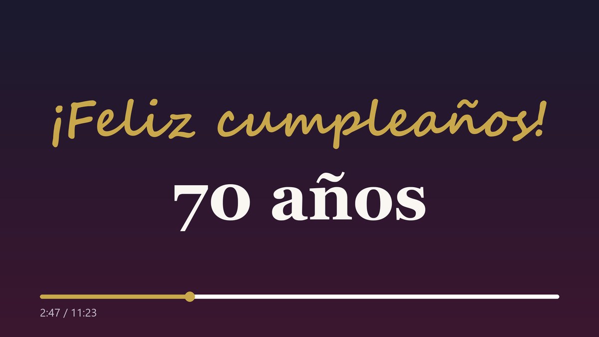 Sample title screen from a 70th birthday video