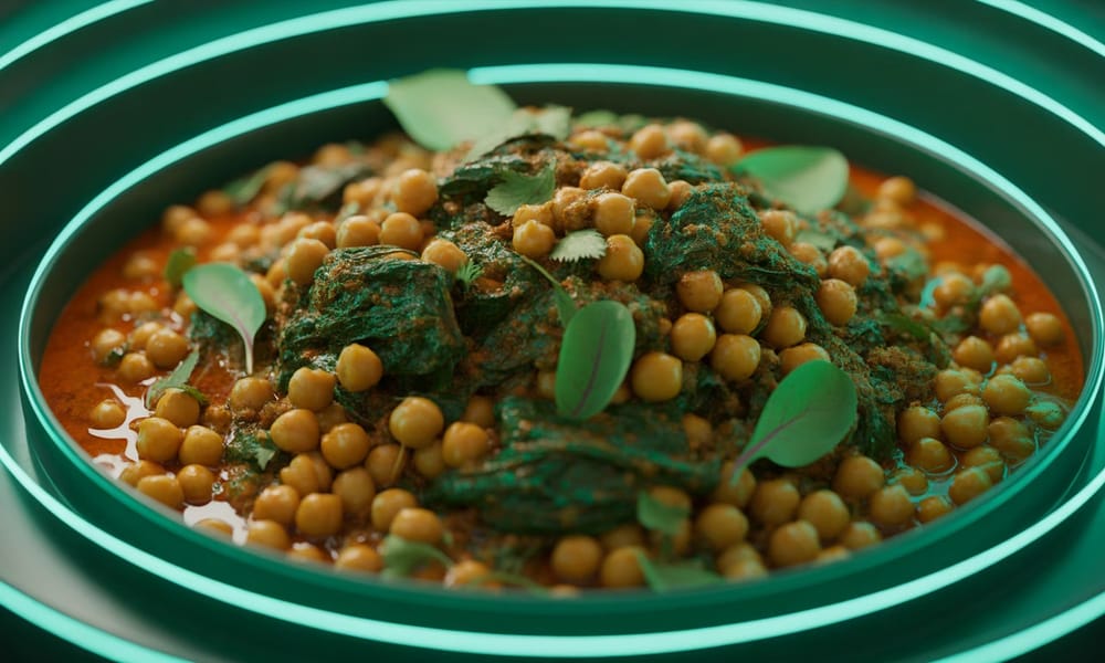 Curry de garbanzos y espinacas