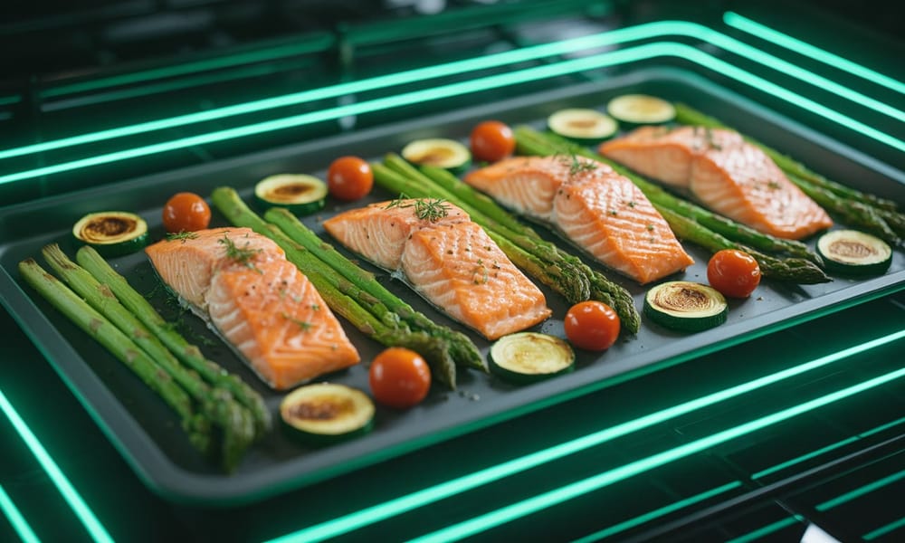 Salmon al horno con vegetales